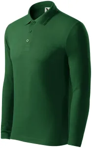 Grobes Poloshirt für Herren mit langen Ärmeln, Flaschengrün, XL
