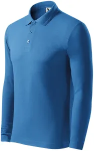 Grobes Poloshirt für Herren mit langen Ärmeln, hellblau, 2XL