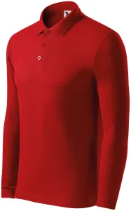 Grobes Poloshirt für Herren mit langen Ärmeln, rot, XL