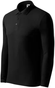 Grobes Poloshirt für Herren mit langen Ärmeln, schwarz, M