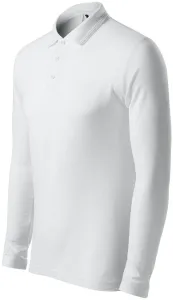 Grobes Poloshirt für Herren mit langen Ärmeln, weiß, S #708151