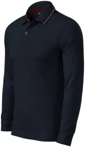 Herren Poloshirt mit langen Ärmeln in Kontrastfarbe, dunkelblau, S