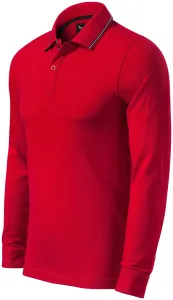 Herren Poloshirt mit langen Ärmeln in Kontrastfarbe, formula red, XL