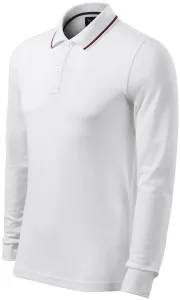 Herren Poloshirt mit langen Ärmeln in Kontrastfarbe, weiß, L #704426