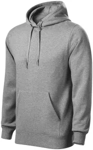 Herren Sweatshirt mit Kapuze ohne Reißverschluss, dunkelgrauer Marmor, XL