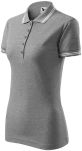 Kontrast-Poloshirt für Damen, dunkelgrauer Marmor, M