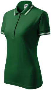 Kontrast-Poloshirt für Damen, Flaschengrün, 2XL