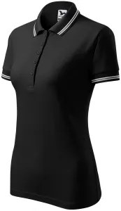 Kontrast-Poloshirt für Damen, schwarz, XS
