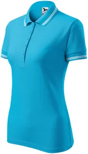 Kontrast-Poloshirt für Damen, türkis, XL
