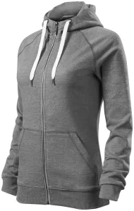 Kontrastfarbenes Damen-Sweatshirt mit Kapuze, dunkelgrauer Marmor, L