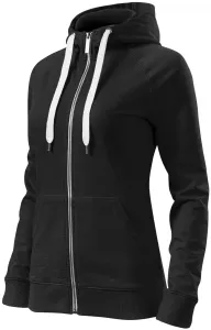 Kontrastfarbenes Damen-Sweatshirt mit Kapuze, schwarz, XS