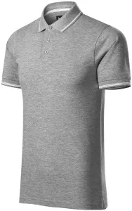 Kontrastiertes Poloshirt für Herren, dunkelgrauer Marmor, XL