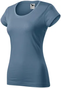 Slim Fit Damen T-Shirt mit rundem Halsausschnitt, denim, XS #708796