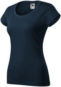Slim Fit Damen T-Shirt mit rundem Halsausschnitt, dunkelblau, S