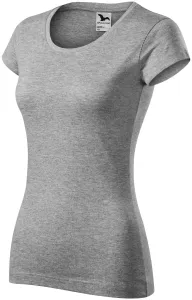 Slim Fit Damen T-Shirt mit rundem Halsausschnitt, dunkelgrauer Marmor, XS