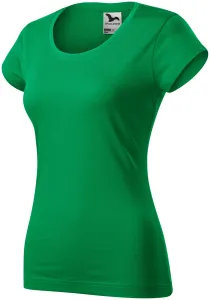 Slim Fit Damen T-Shirt mit rundem Halsausschnitt, Grasgrün, L #378910