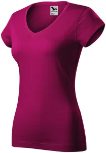 Slim Fit Damen T-Shirt mit V-Ausschnitt, fuchsie, XL #379001