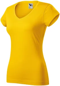 Slim Fit Damen T-Shirt mit V-Ausschnitt, gelb, XS #708814