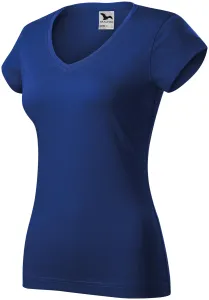 Slim Fit Damen T-Shirt mit V-Ausschnitt, königsblau, XS