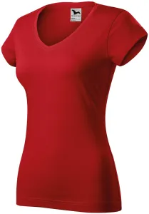Slim Fit Damen T-Shirt mit V-Ausschnitt, rot, M