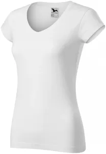 Slim Fit Damen T-Shirt mit V-Ausschnitt, weiß, L #378950