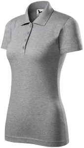 Slim Fit Poloshirt für Damen, dunkelgrauer Marmor, XS #709231