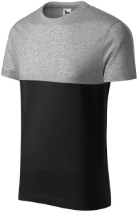 Zweifarbiges T-Shirt, dunkelgrauer Marmor, XS