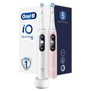 Oral B Elektrische Zahnbürste iO6 Series Duo Pack White/Pink Sand Extra Handle 2 Stck