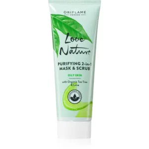 Oriflame Love Nature Organic Tea Tree & Lime Reinigungsmaske und Peeling für fettige Haut 75 ml