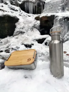 Origin Outdoors Bambus-Clip Edelstahl Lunch Box 1,2 L