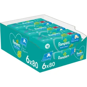 Pampers Fresh Clean feuchte Feuchttücher für Kinder für empfindliche Oberhaut 6x80 St