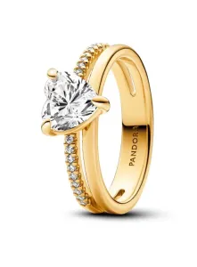 Pandora Bezaubernder vergoldeter Ring mit Zirkonen Timeless Shine 163100C01 58 mm