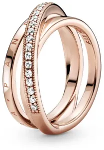 Pandora Bronze verflochtener Ring mit Zirkonen Pavé 189057C01 60 mm