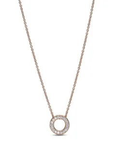 Pandora Bronzene Halskette mit glitzerndem Anhänger Rose 387436C01-45 (Kette, Anhänger)