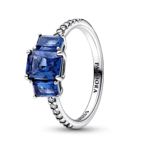 Pandora Funkelnder Silberring mit blauen Kristallen 192389C01 52 mm