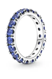 Pandora Glitzernder Silberring mit blauen Kristallen 190050C02 52 mm