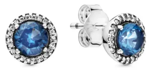 Pandora Silberne Ohrringe mit blauem Kristall 296272C01