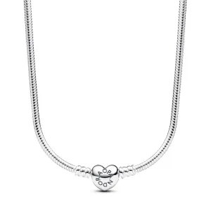 Pandora Silberne Halskette mit Herzverschluss Moments 393091C00-45