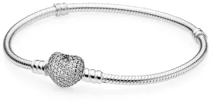 Pandora Silbernes Armband mit glitzerndem Herz 590727CZ 16 cm