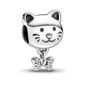 Pandora Verspielte Perle Katze mit Schleife Moments 792255C01