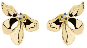 PDPAOLA Atemberaubende vergoldete Ohrringe mit blauen Zirkonen FLEUR Gold AR01-190-U