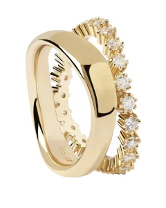 PDPAOLA Bezaubernder vergoldeter Ring mit klaren Zirkonen MOTION Gold AN01-463 52 mm