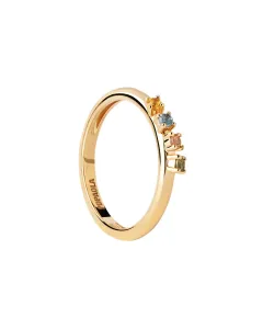 PDPAOLA Bezaubernder vergoldeter Ring mit Zirkonen RAINBOW Gold AN01-C10 50 mm