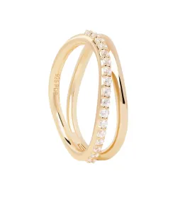 PDPAOLA Charmanter vergoldeter Ring mit Zirkonen Twister Essentials AN01-844 48 mm