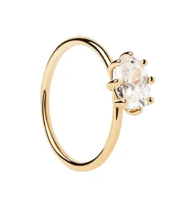 PDPAOLA Eleganter vergoldeter Ring mit klarem Zirkon KIM Essentials AN01-A12 50 mm