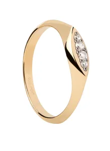 PDPAOLA Eleganter vergoldeter Ring mit Zirkonen Gala Vanilla AN01-A52 52 mm