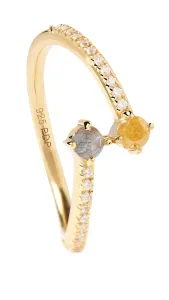 PDPAOLA Eleganter vergoldeter Ring mit Zirkonen VILLA AN01-647 50 mm