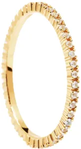 PDPAOLA Minimalistischervergoldeter Ring mit glitzernden Zirkonen White Essential Gold AN01-347 50 mm