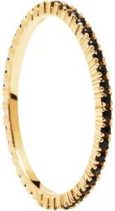 PDPAOLA Minimalistischervergoldeter Ring mit schwarzen Zirkonen Schwarz Essential Gold AN01-348 56 mm