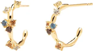 PDPAOLA Originale vergoldete Ohrringe Kreise mit Zirkonen FIVE Gold AR01-289-U